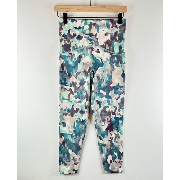 Spanx Womens Pants Green Painted Camo Leggings Elastic Waist Stretch Size Medium - Picture 2 of 8